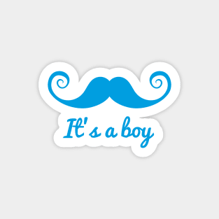 it's a boy text with blue mustache for baby shower Sticker